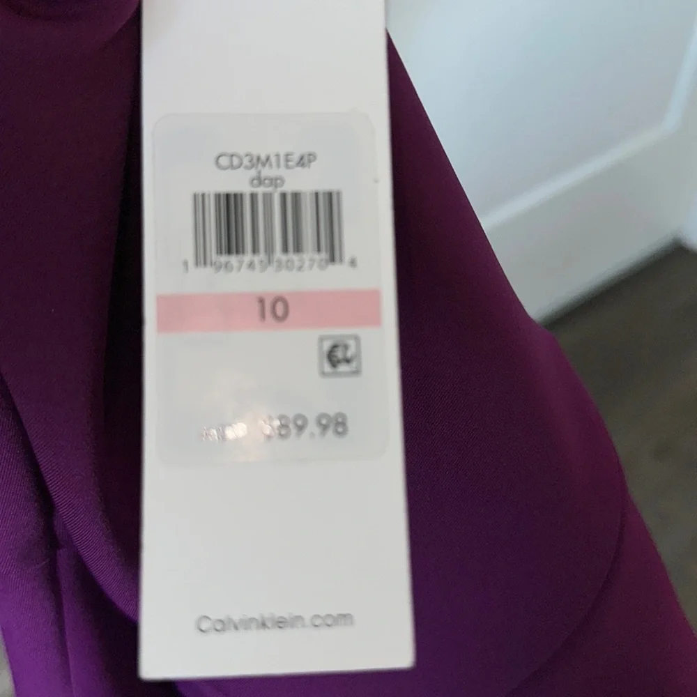 💐 NWT! Purple CALVIN KLEIN Cap Sleeve Sheath Dress - Size 10 - Picture 7 of 7